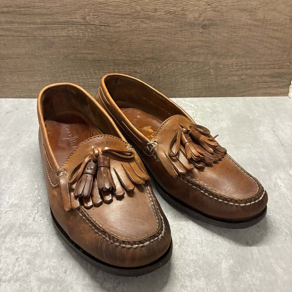 Cole Haan Brown Leather Kiltie Tassel Loafers Men size 10